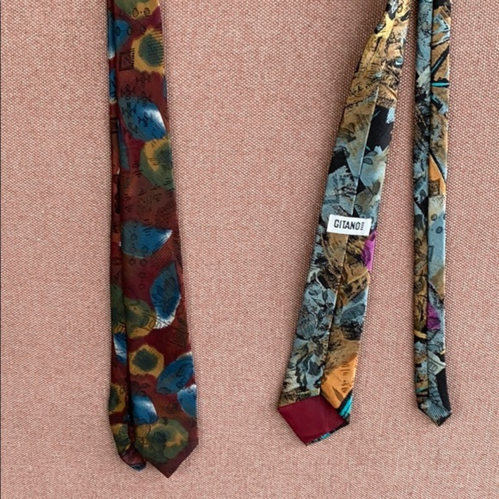 Vintage Gitano Abstract Neck Tie Bundle 80s 90s Retro Funky Neckties